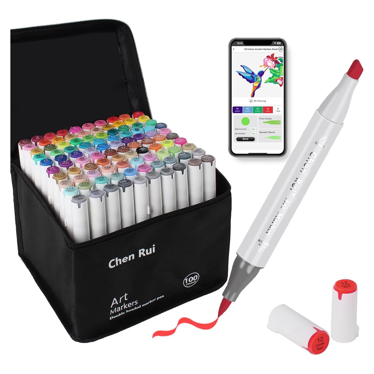 Marcadores de Alcohol YHC 100 Colores Doble Cabeza 1-6mm