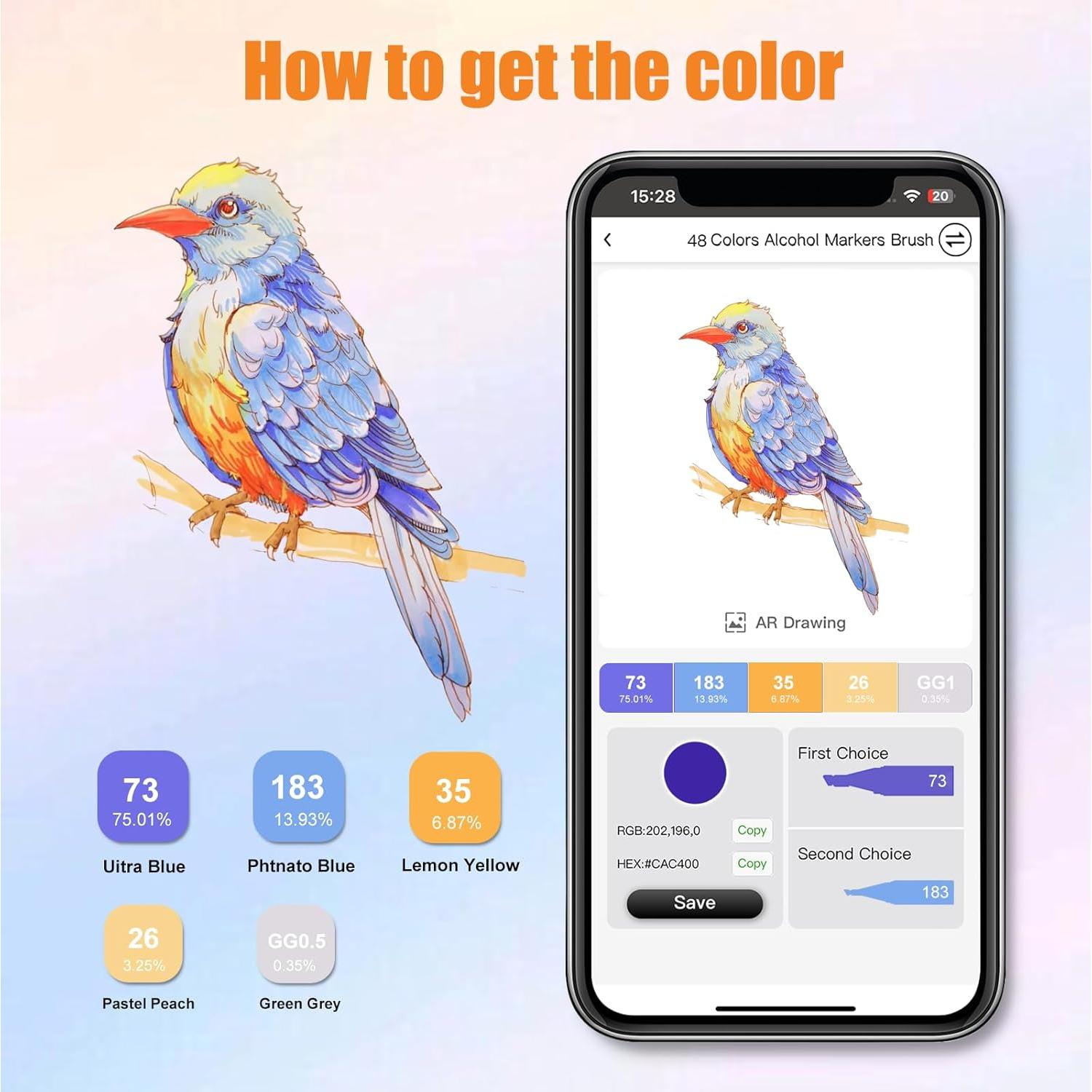 Marcadores de Alcohol YHC 100 Colores Doble Cabeza 1-6mm