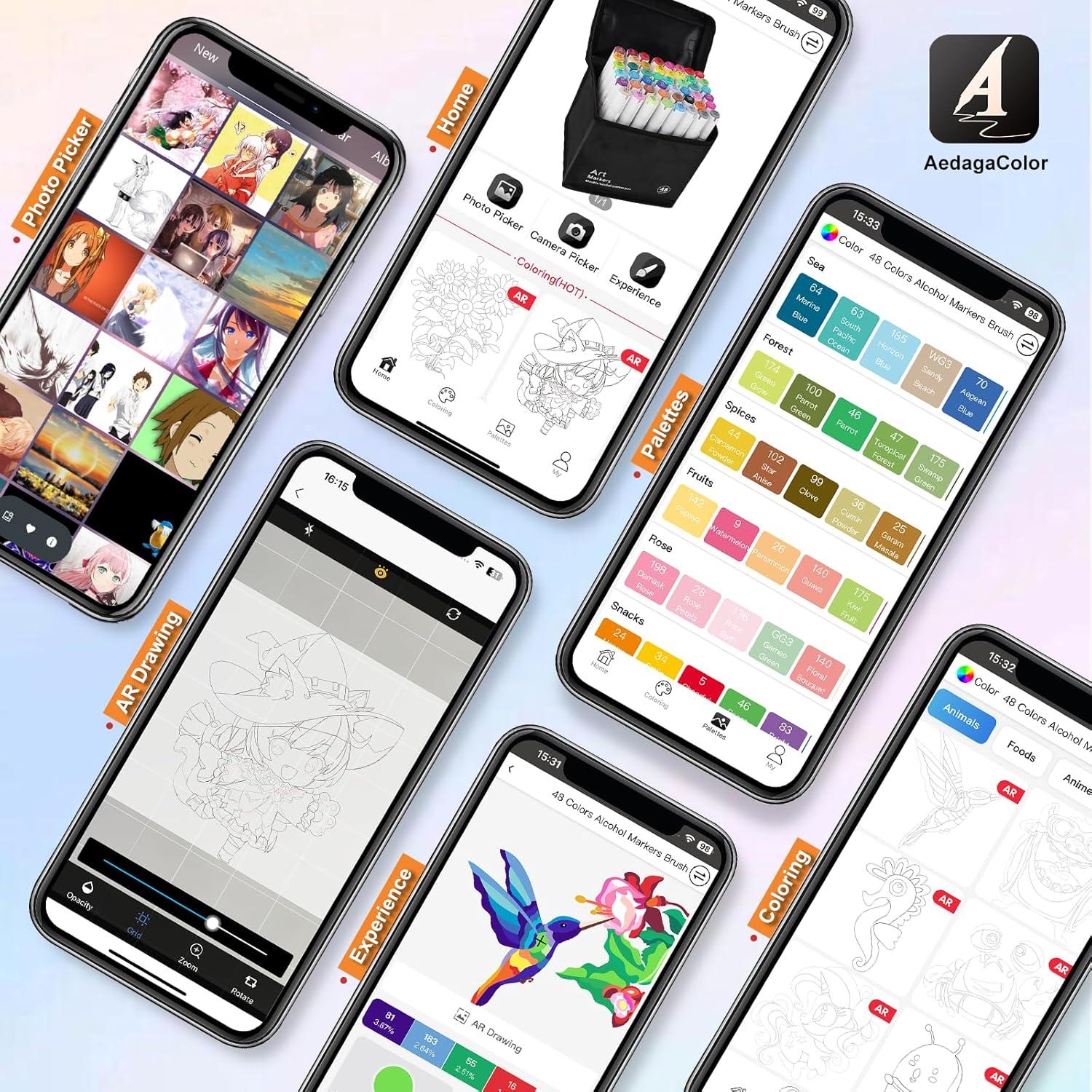 Marcadores de Alcohol YHC 100 Colores Doble Cabeza 1-6mm