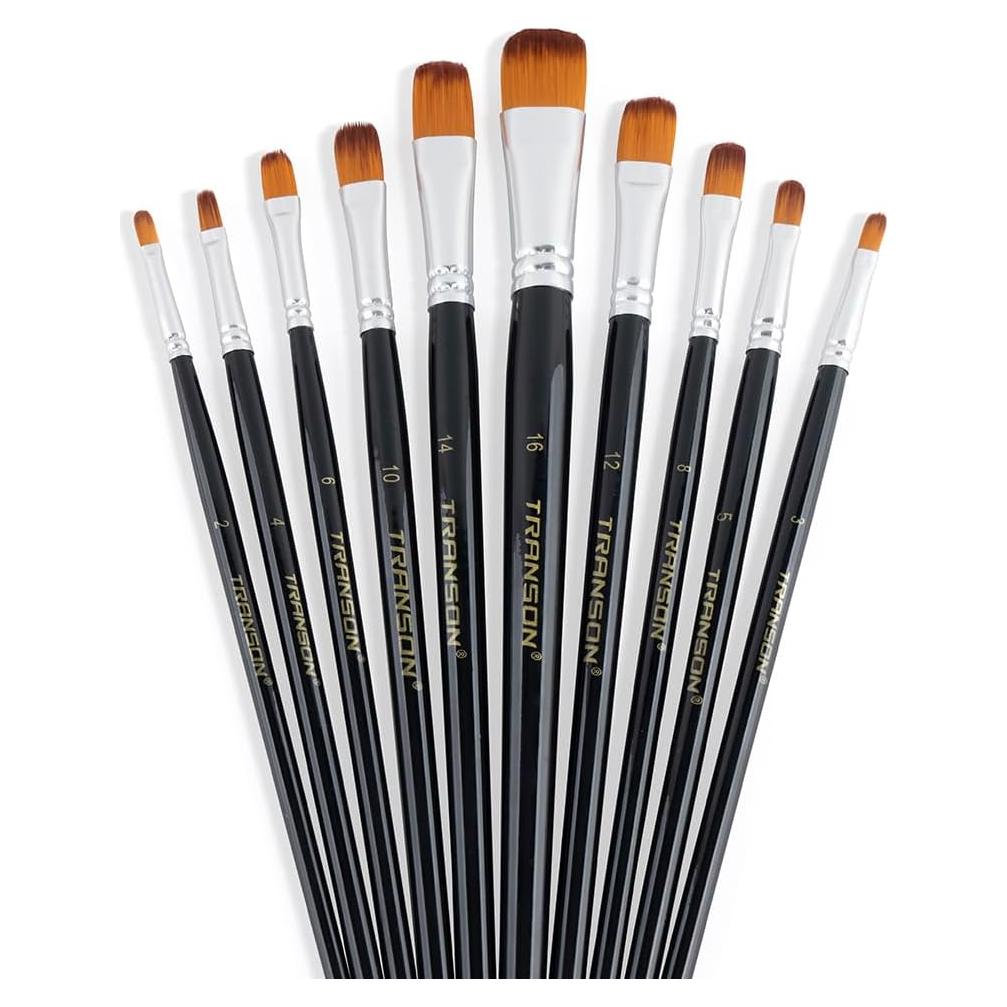 Juego de Pinceles de Cerda Sintética Transon 10 Piezas para Pintura