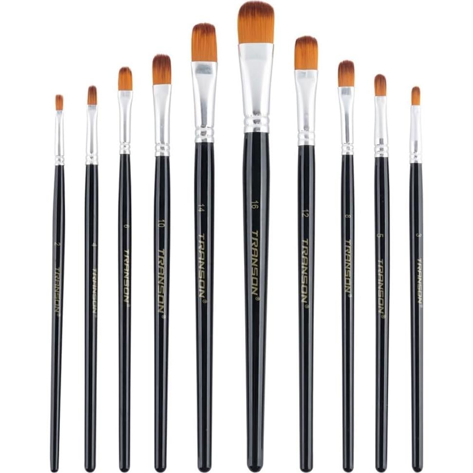 Juego de Pinceles de Cerda Sintética Transon 10 Piezas para Pintura