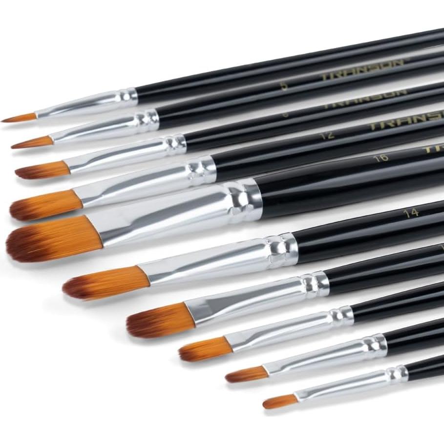 Juego de Pinceles de Cerda Sintética Transon 10 Piezas para Pintura