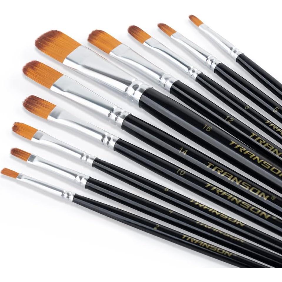 Juego de Pinceles de Cerda Sintética Transon 10 Piezas para Pintura