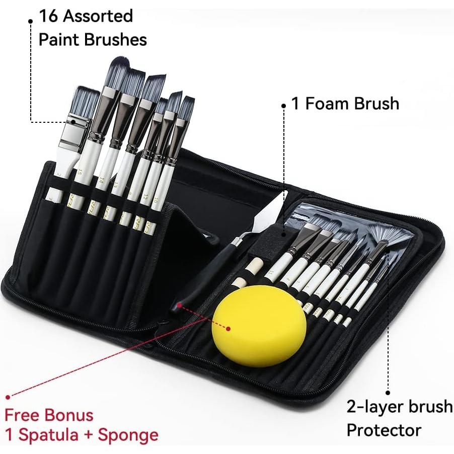 Kit de Pinceles de Pintura Transon 16 Piezas con Estuche
