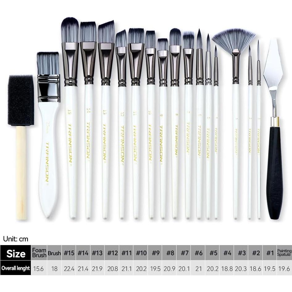 Kit de Pinceles de Pintura Transon 16 Piezas con Estuche