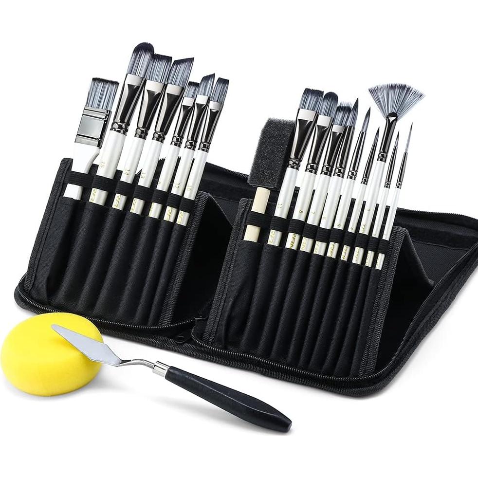 Kit de Pinceles de Pintura Transon 16 Piezas con Estuche