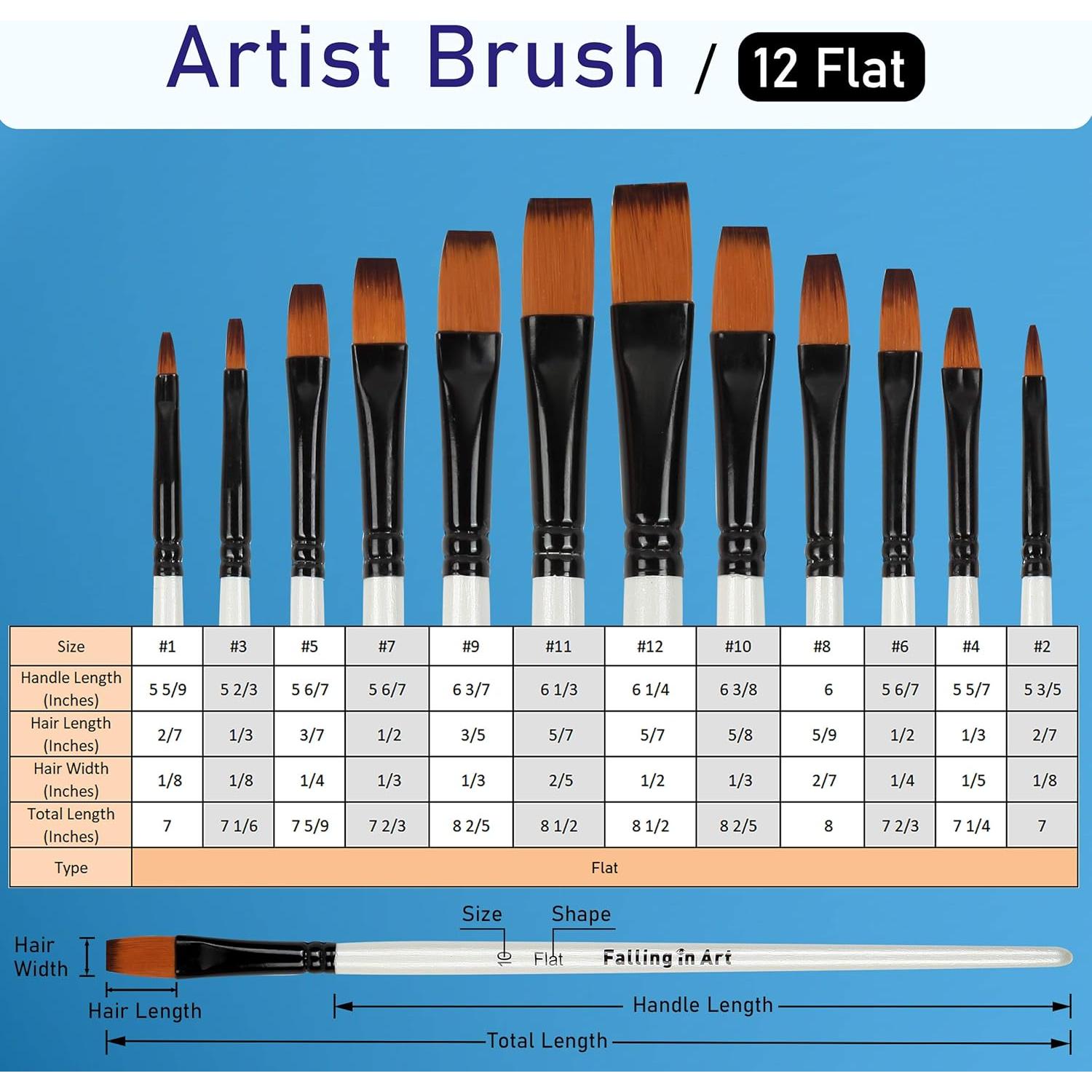 Juego de Pinceles de Pintura Falling in Art, 12 Piezas Nylon