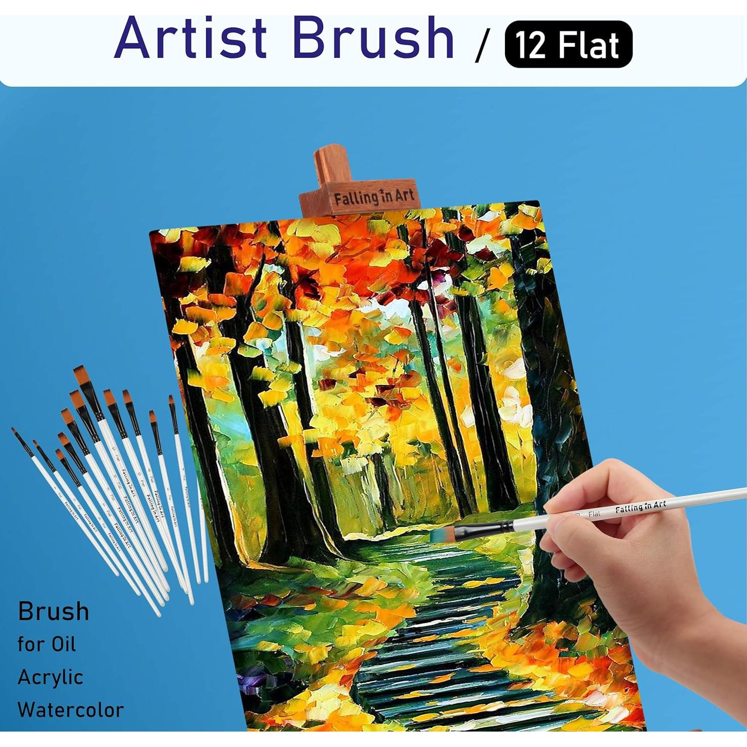 Juego de Pinceles de Pintura Falling in Art, 12 Piezas Nylon