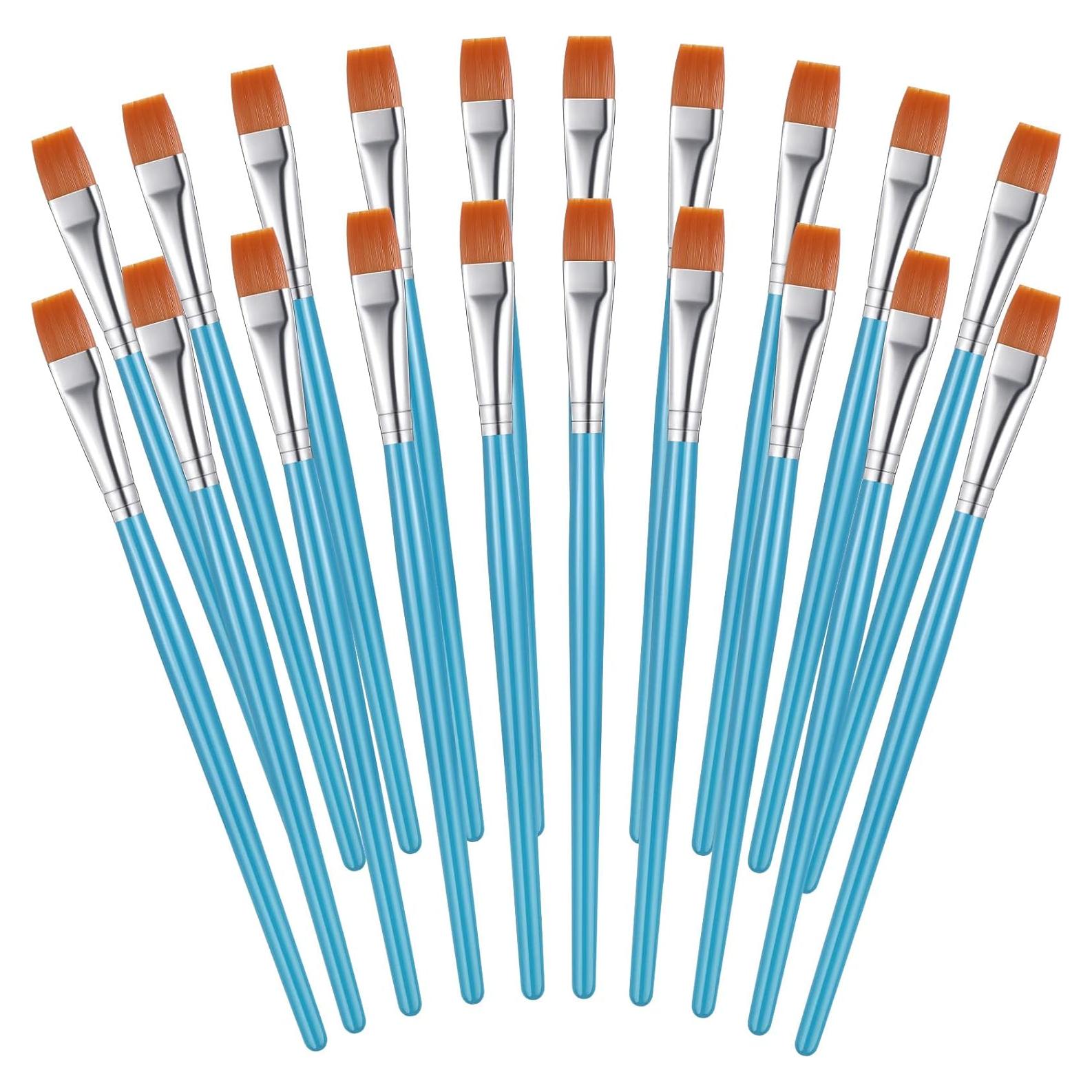 Zonon 20 Pinceles Planos de Pintura Sintética 1.27 cm Azul