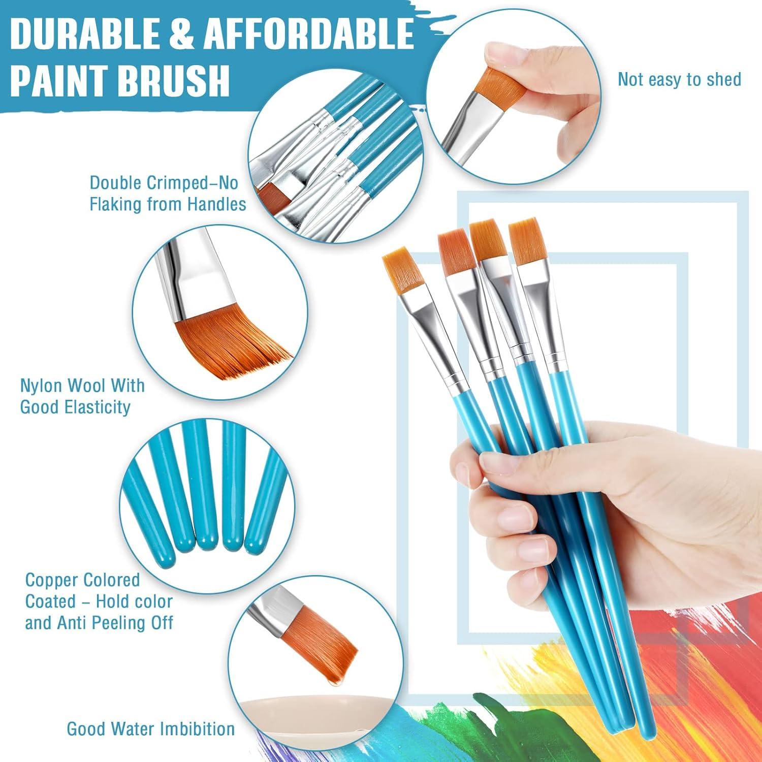 Zonon 20 Pinceles Planos de Pintura Sintética 1.27 cm Azul