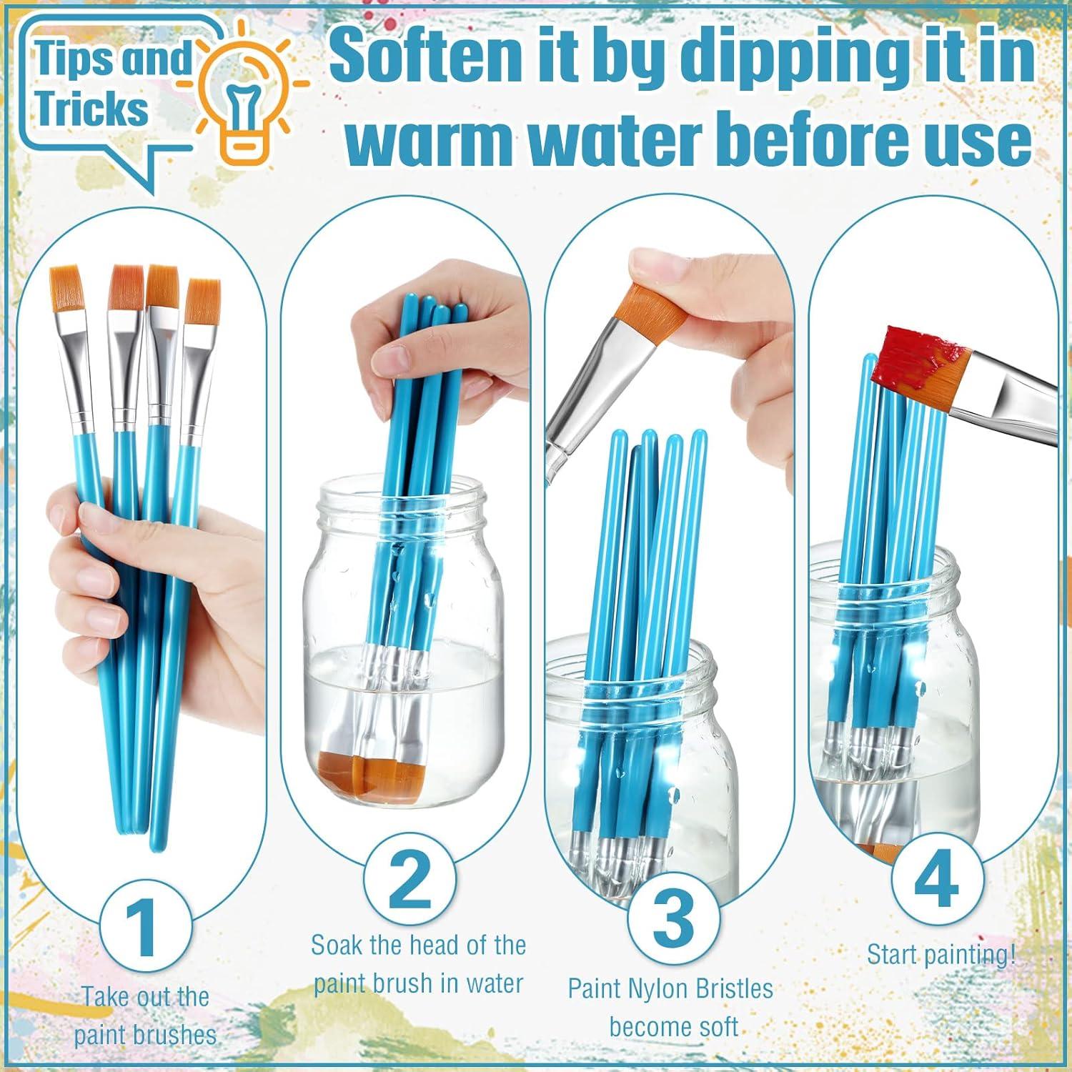 Zonon 20 Pinceles Planos de Pintura Sintética 1.27 cm Azul