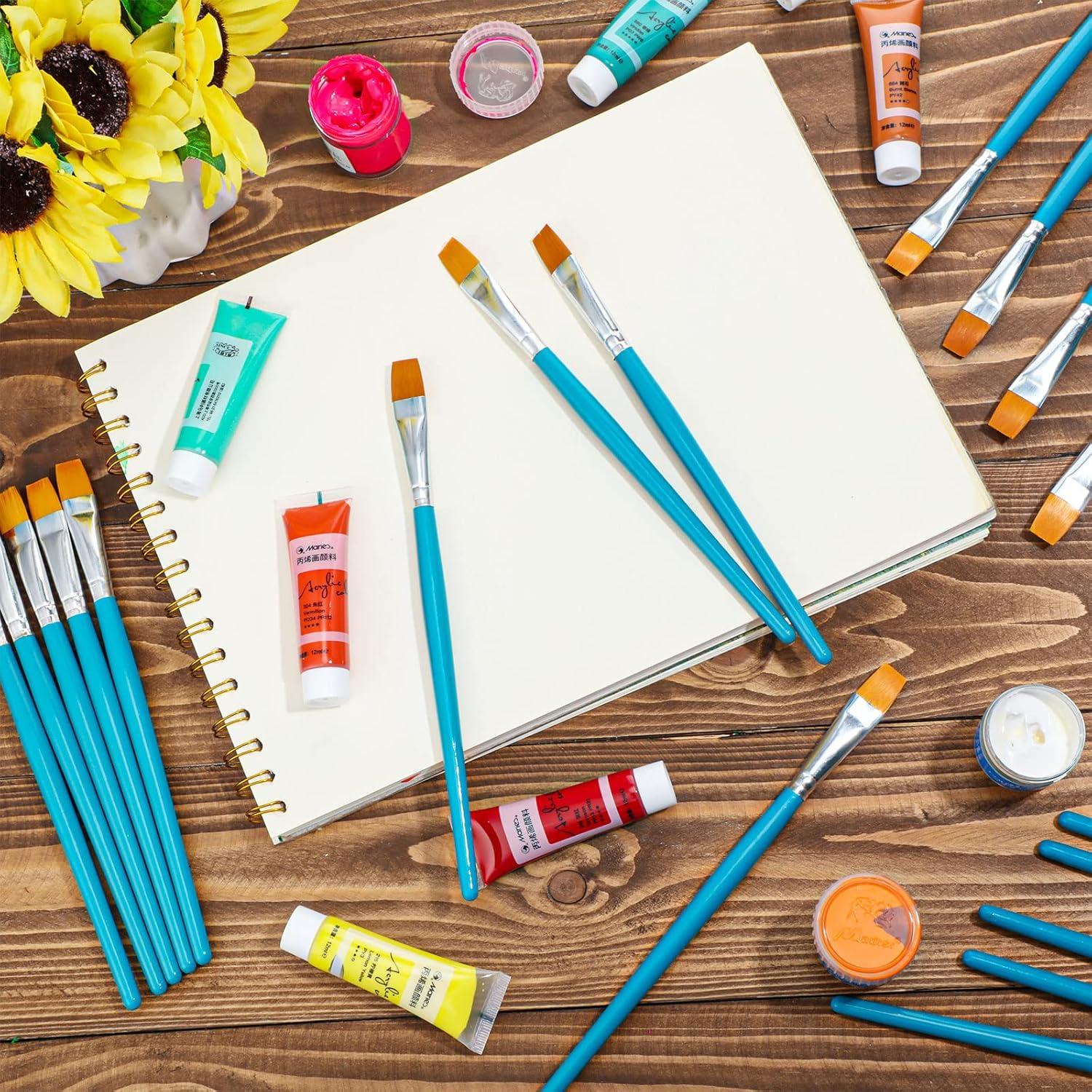 Zonon 20 Pinceles Planos de Pintura Sintética 1.27 cm Azul