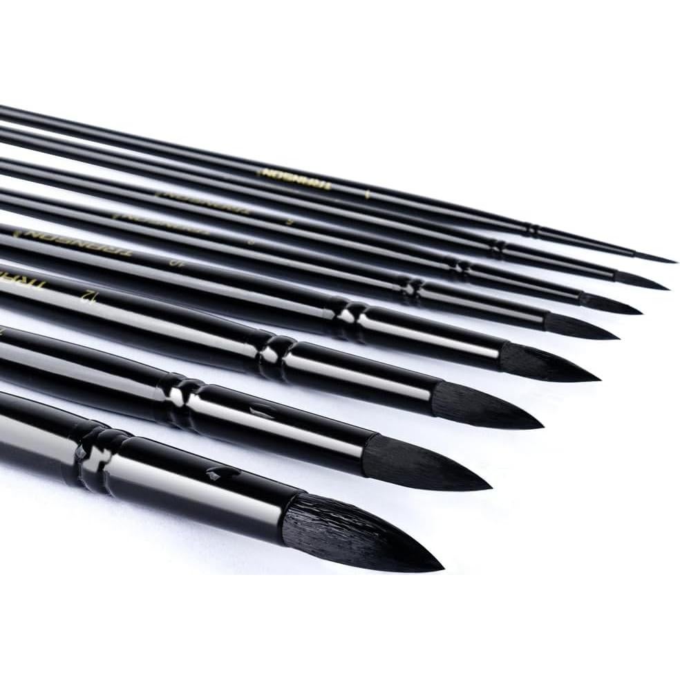 Set de 8 Pinceles Redondos TRANSON para Acuarela y Acrílico