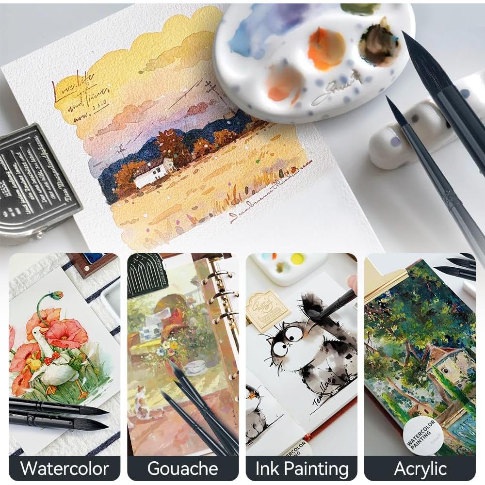 Set de 8 Pinceles Redondos TRANSON para Acuarela y Acrílico