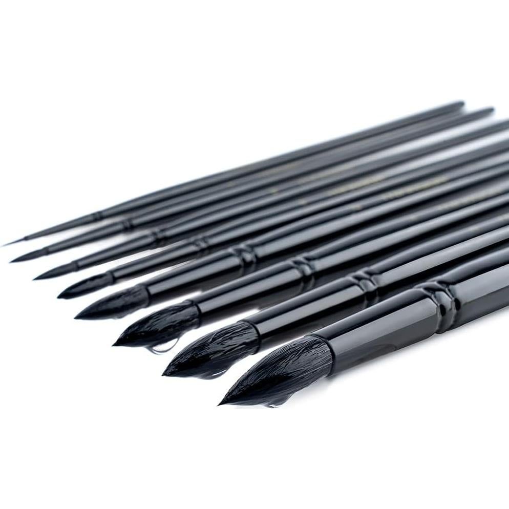 Set de 8 Pinceles Redondos TRANSON para Acuarela y Acrílico