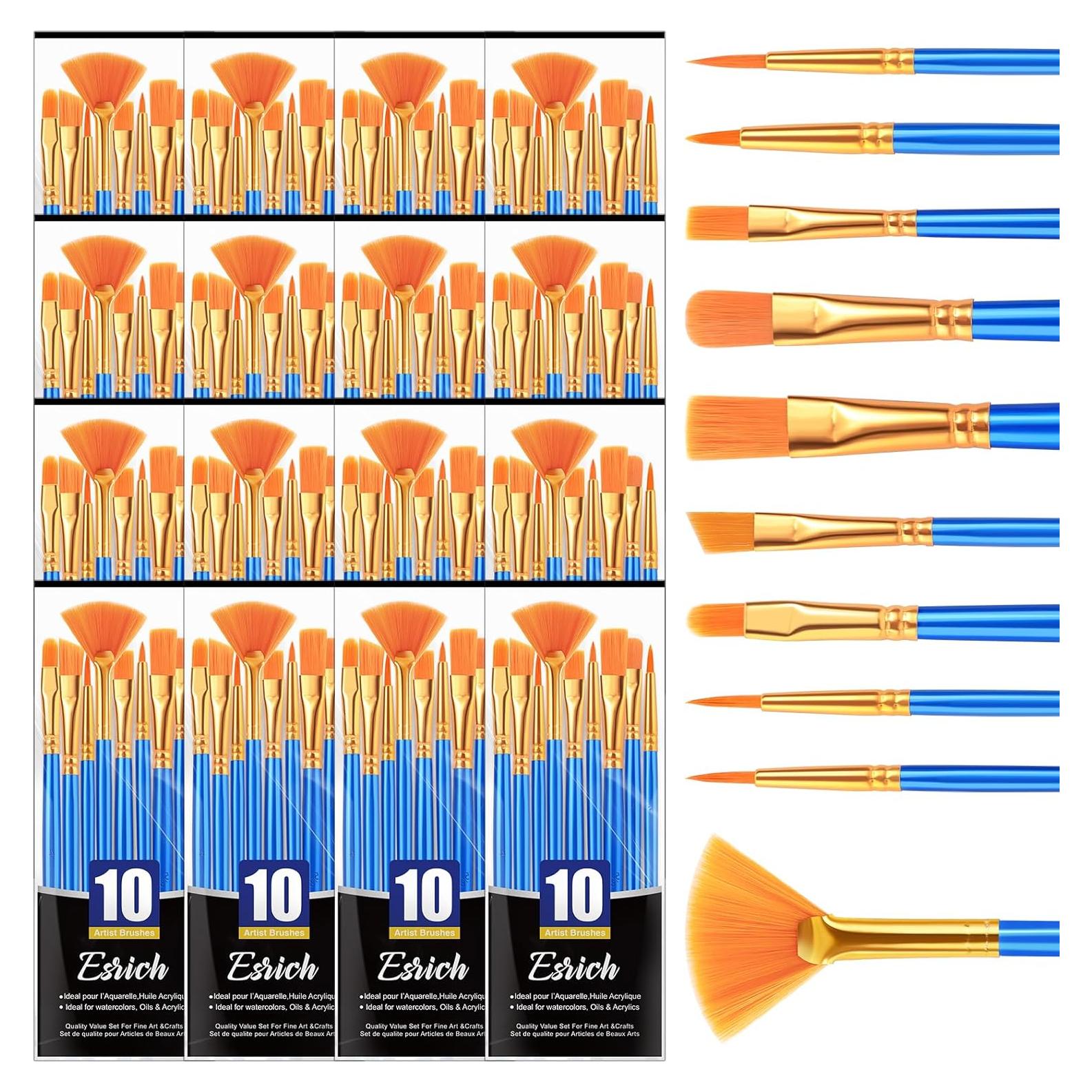 Pinceles de Pintura Acrílica ESRICH - 16 Paquetes, 160 Pcs