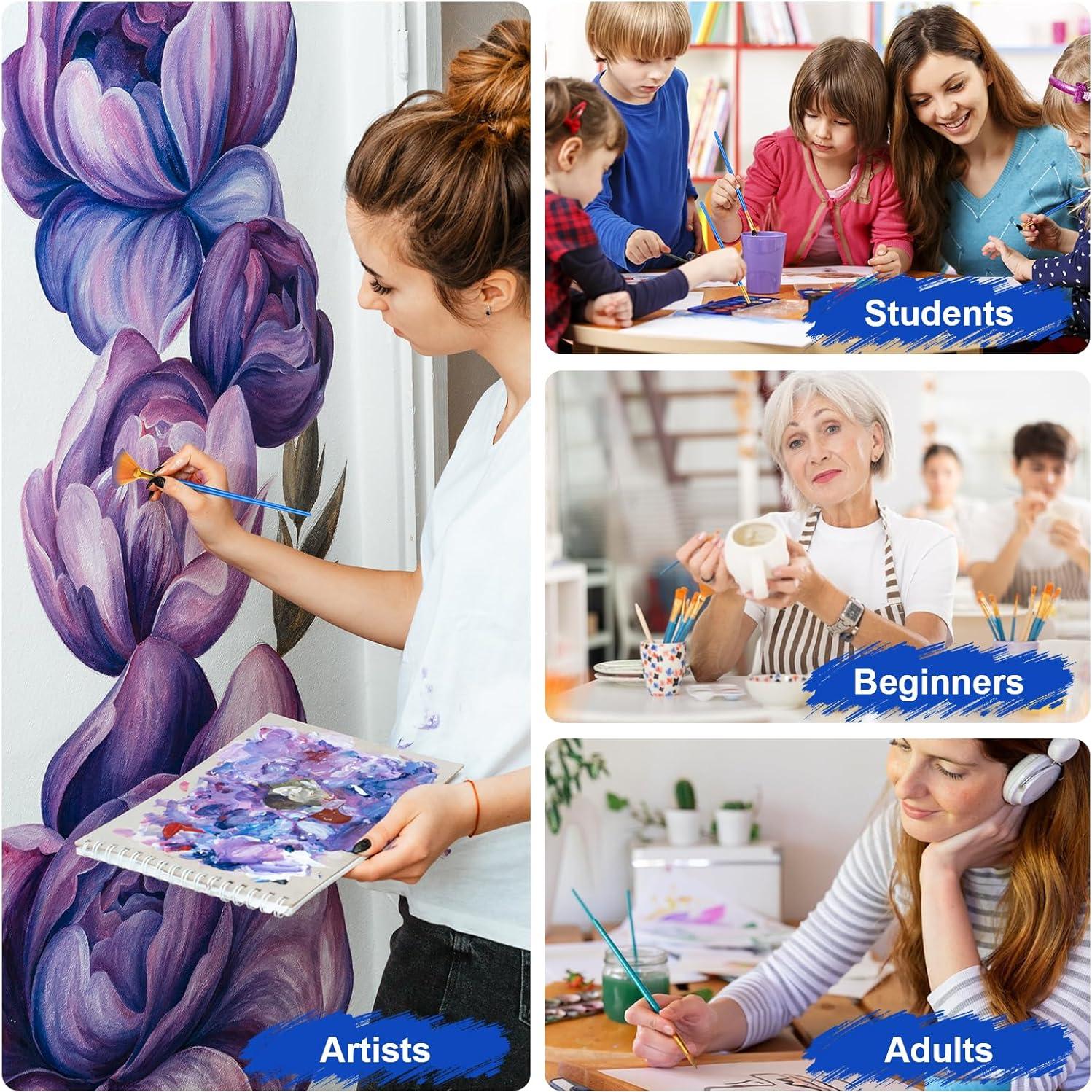 Pinceles de Pintura Acrílica ESRICH - 16 Paquetes, 160 Pcs