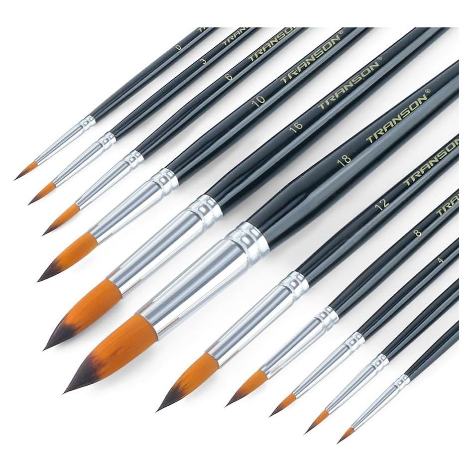 Set de Pinceles Redondos Transon 11 Piezas Nylon Artístico