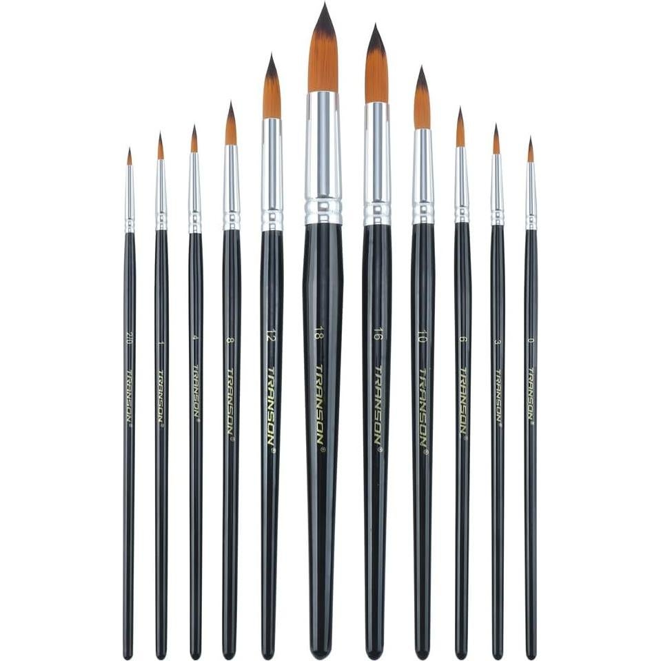 Set de Pinceles Redondos Transon 11 Piezas Nylon Artístico