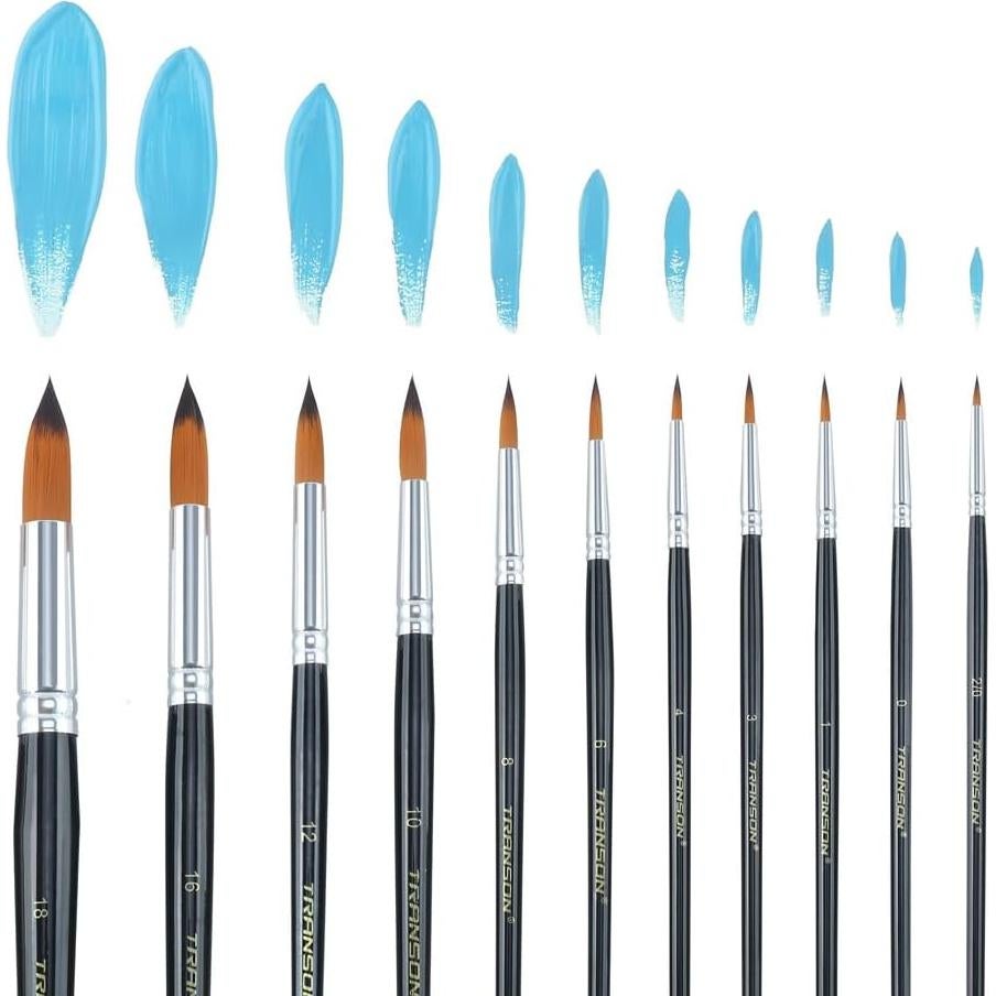 Set de Pinceles Redondos Transon 11 Piezas Nylon Artístico
