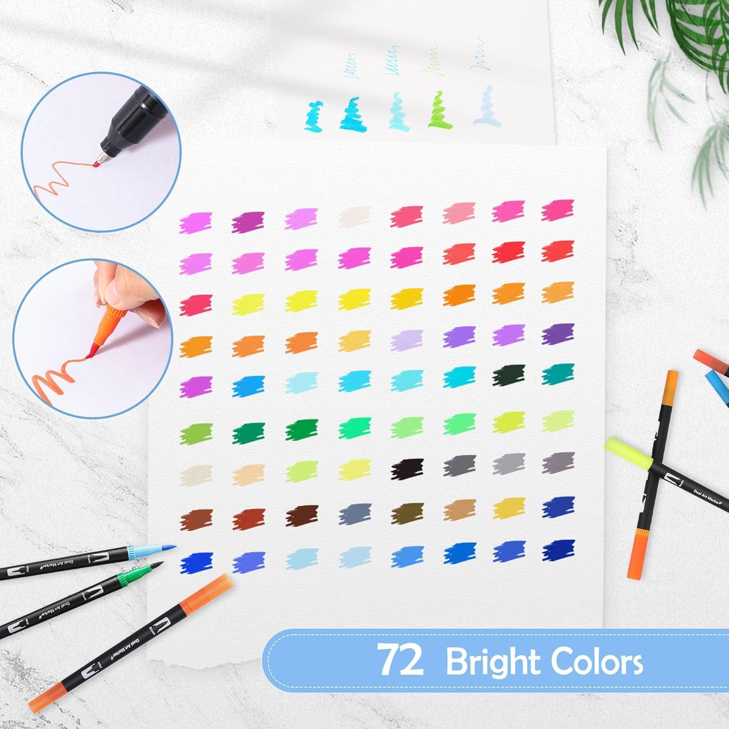 Set de Marcadores de Acuarela Nauets 72 Colores Doble Punta