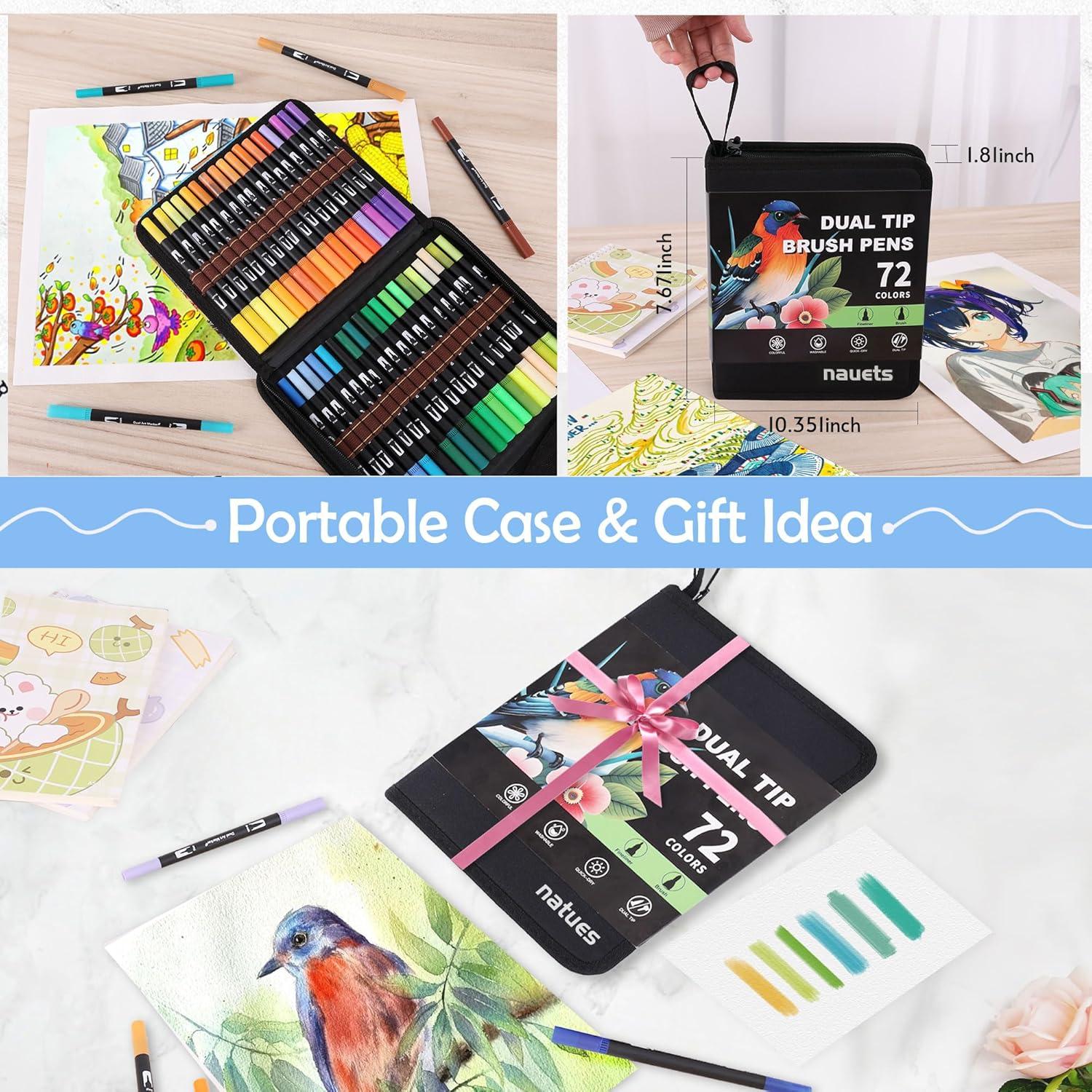 Set de Marcadores de Acuarela Nauets 72 Colores Doble Punta