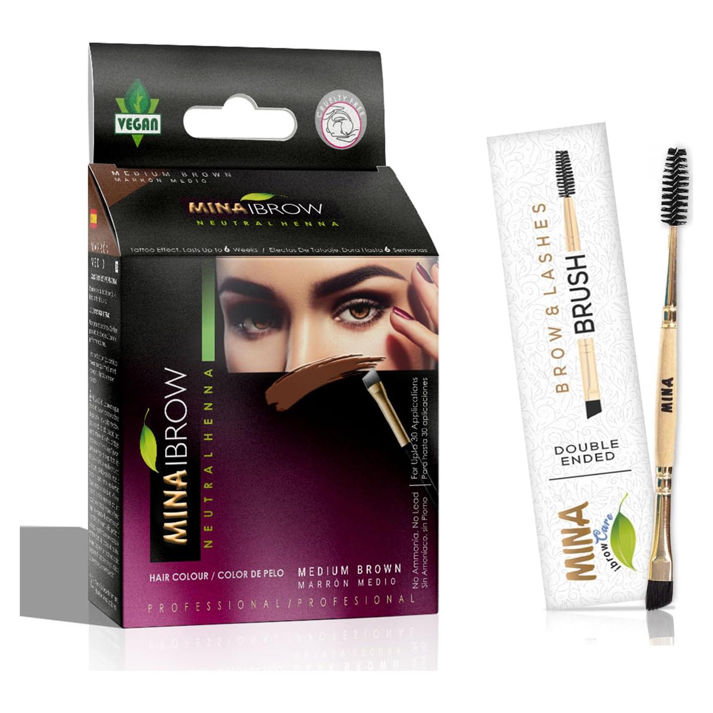 Tinte Natural para Cejas en Polvo MinaiBrow Marrón Medio 32g