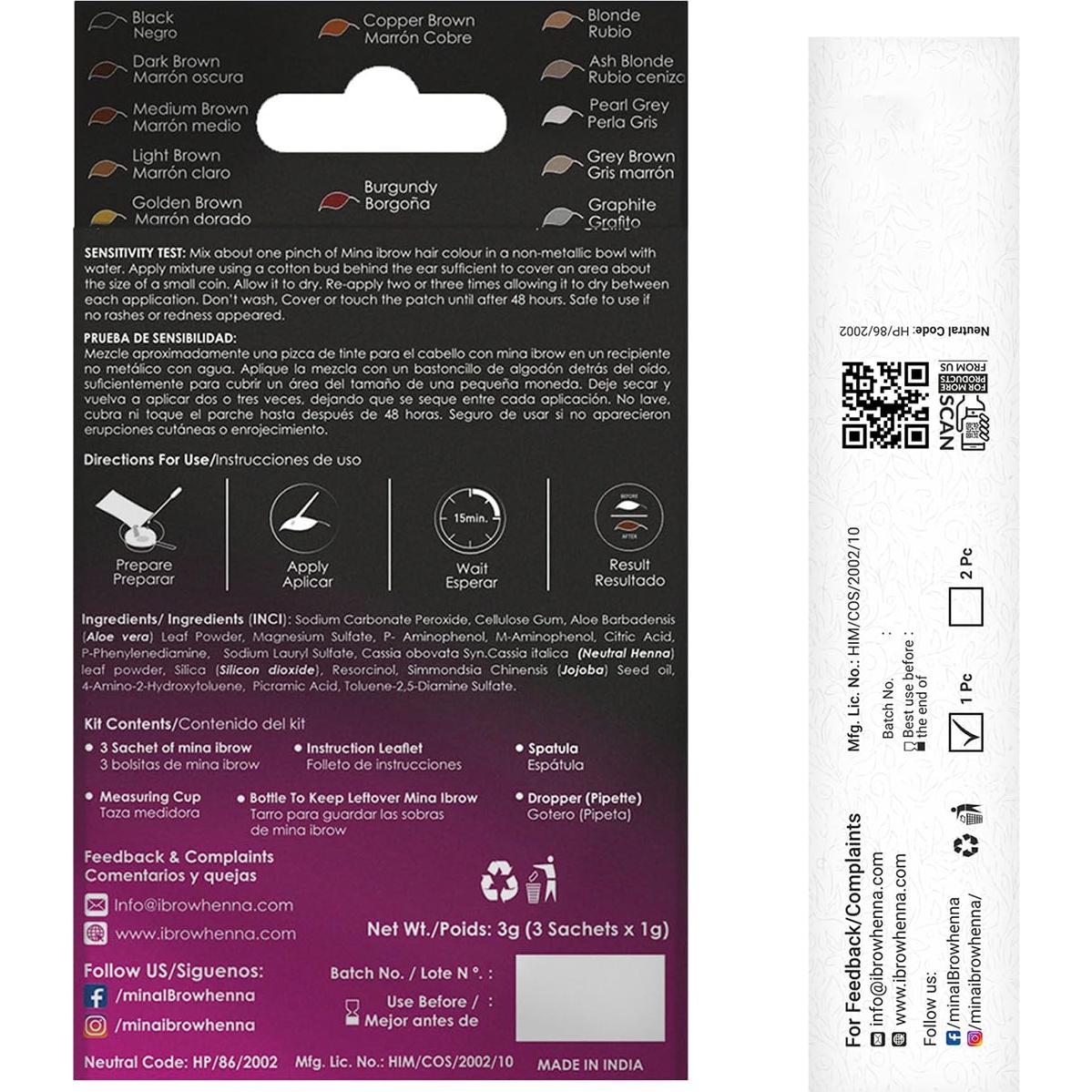 Tinte Natural para Cejas en Polvo MinaiBrow Marrón Medio 32g