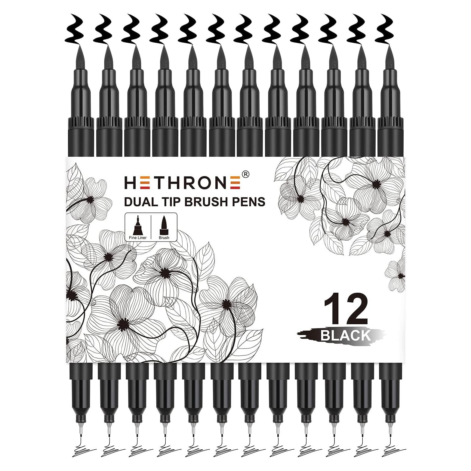 Marcadores Hethrone Doble Punta Negros - Paquete de 12