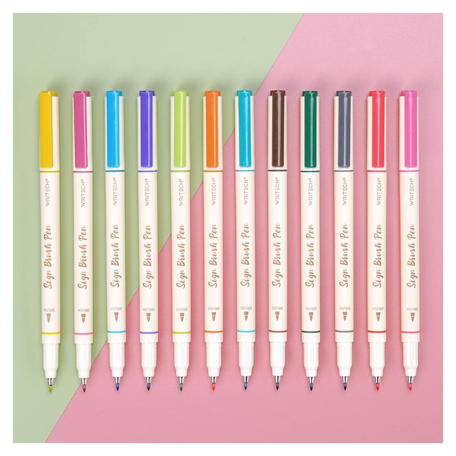 Marcadores de Punta de Pincel WRITECH 12 Colores Vibrantes