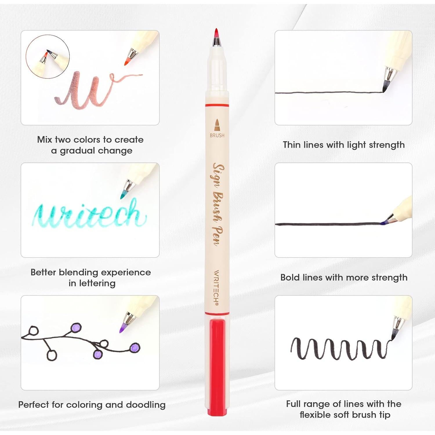 Marcadores de Punta de Pincel WRITECH 12 Colores Vibrantes