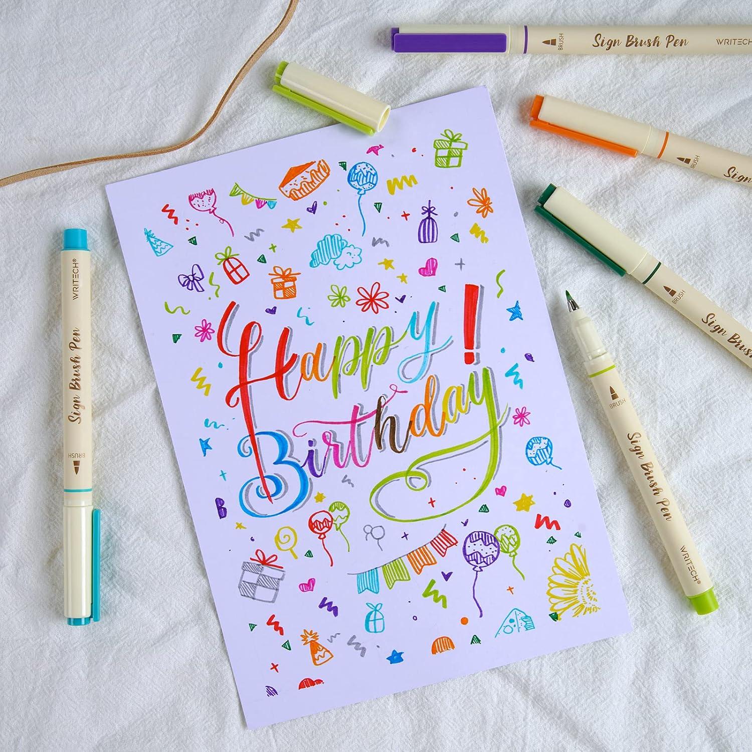 Marcadores de Punta de Pincel WRITECH 12 Colores Vibrantes