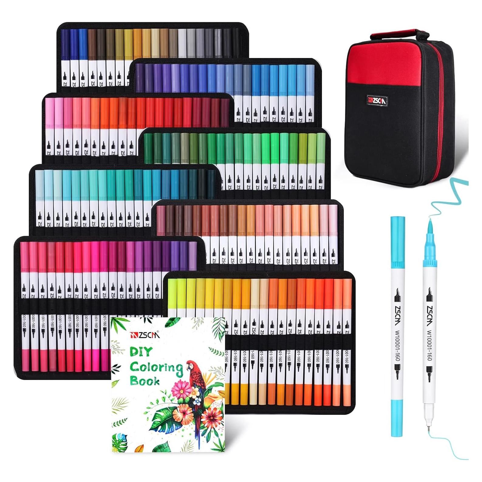 Set de 160 Marcadores de Pincel Doble Punta ZSCM - Multicolor