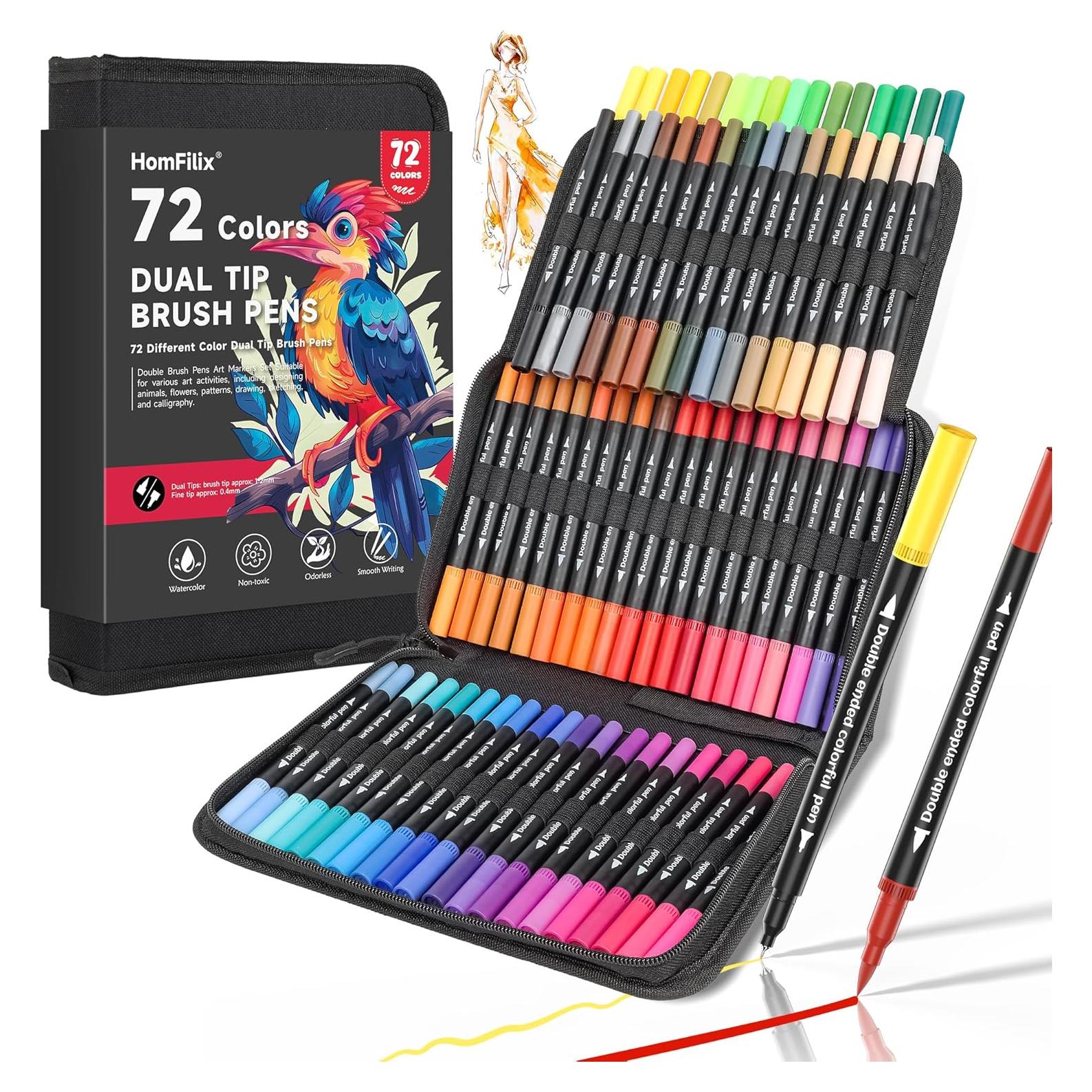 Marcadores de Doble Punta HomFilix 72 Colores para Colorear