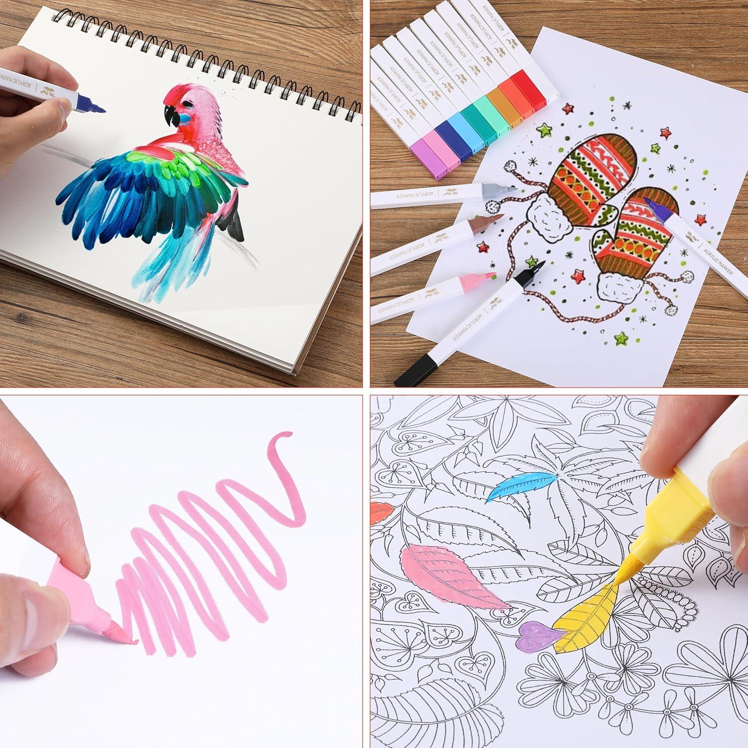 Marcadores de Pintura Acrílica Mr. Pen, Set 16 Colores Punta Pincel