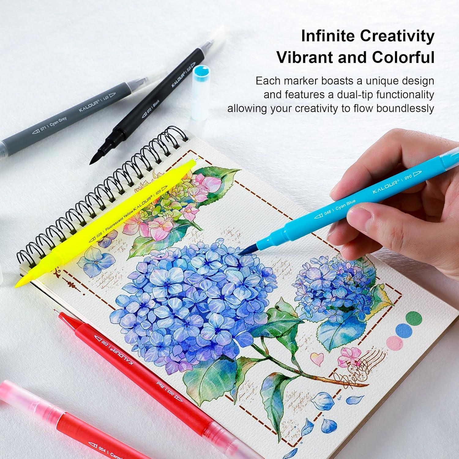 Set de Marcadores de Arte KALOUR 72 Colores Doble Punta