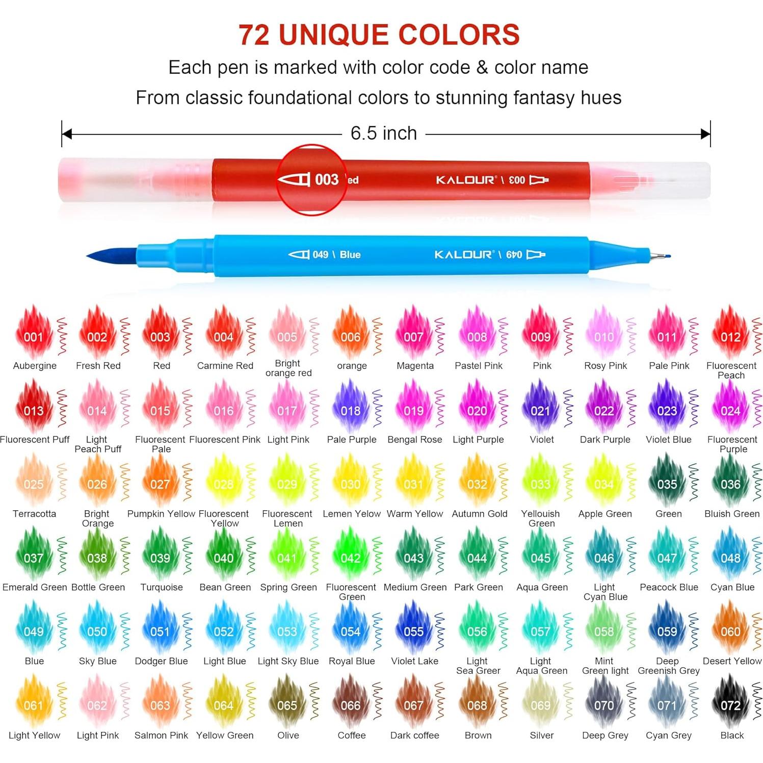 Set de Marcadores de Arte KALOUR 72 Colores Doble Punta