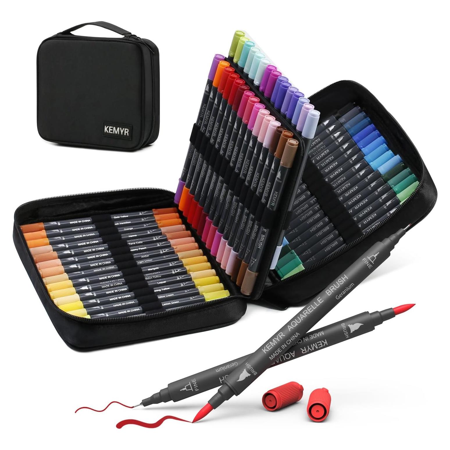 Set de 60 Marcadores Doble Punta KEMYR a Base de Agua