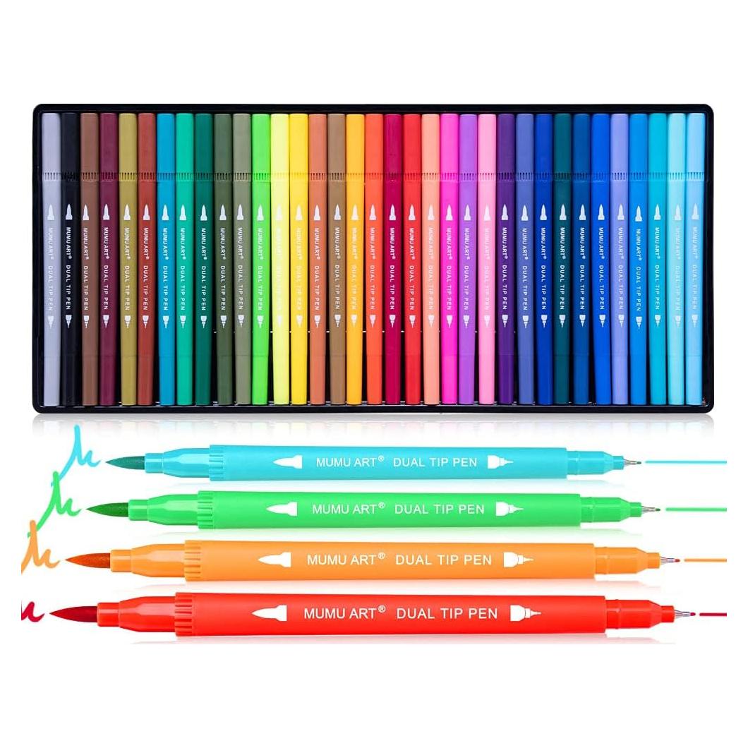 35 Marcadores Duales Multicolor mumu art - Punta Fina y Pincel