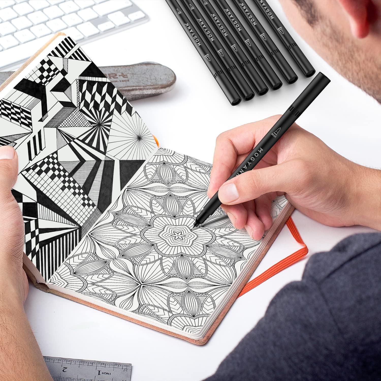 Marcadores Doble Pincel Mogyann 12 Unidades Negro 0.4mm