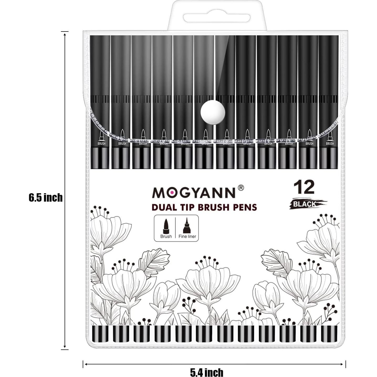 Marcadores Doble Pincel Mogyann 12 Unidades Negro 0.4mm