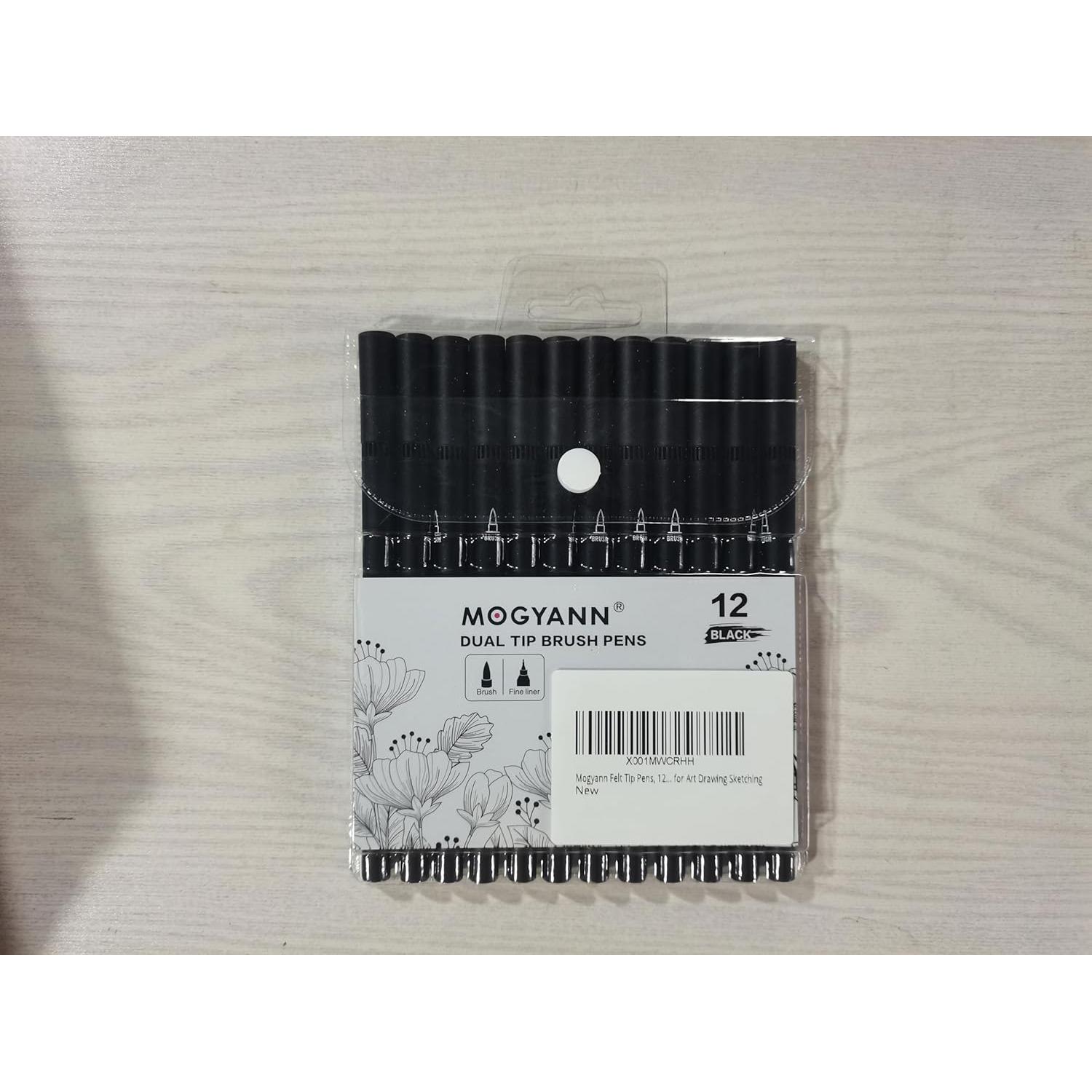 Marcadores Doble Pincel Mogyann 12 Unidades Negro 0.4mm