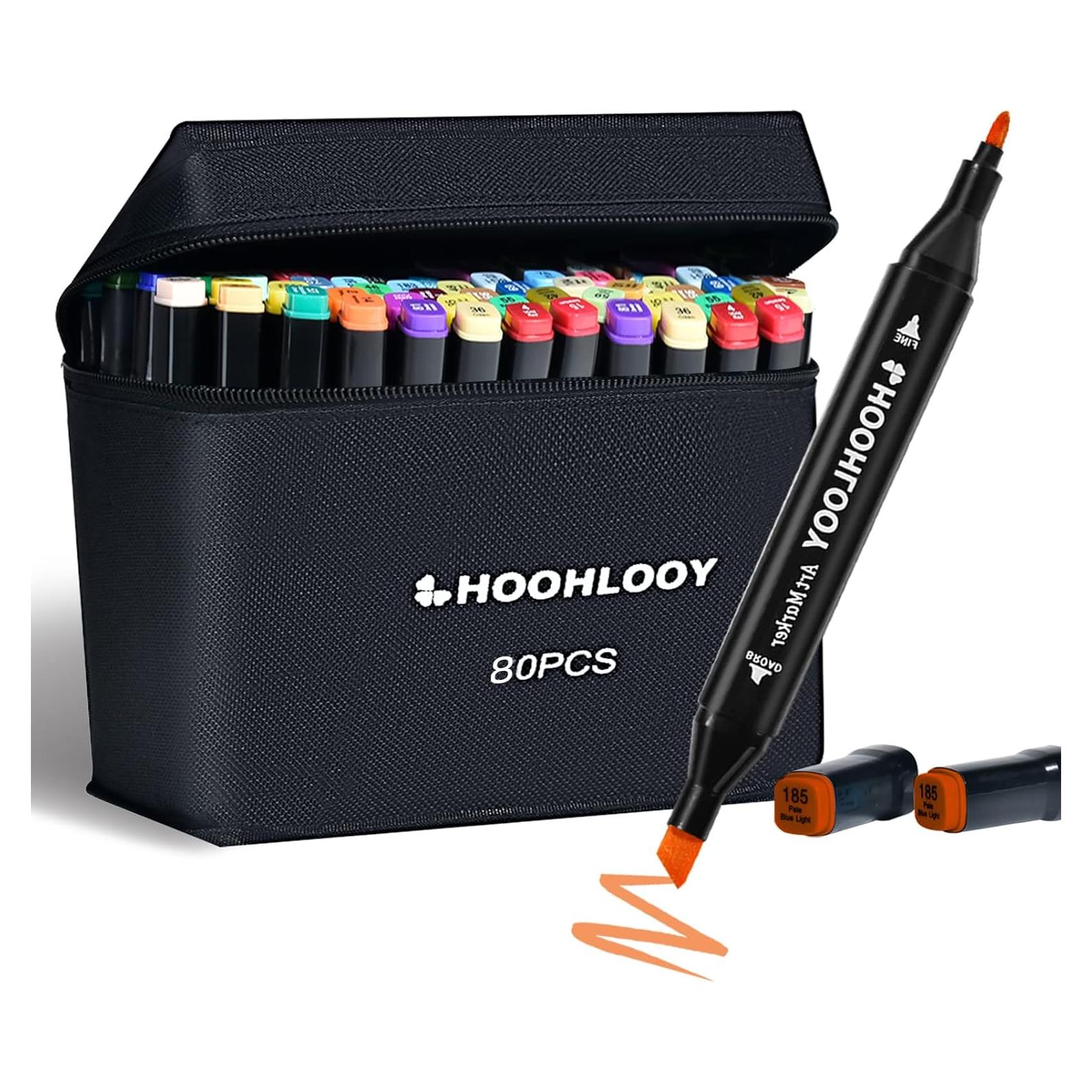 Juego de Marcadores de Alcohol HOOHLOOY 80 Colores Doble Punta