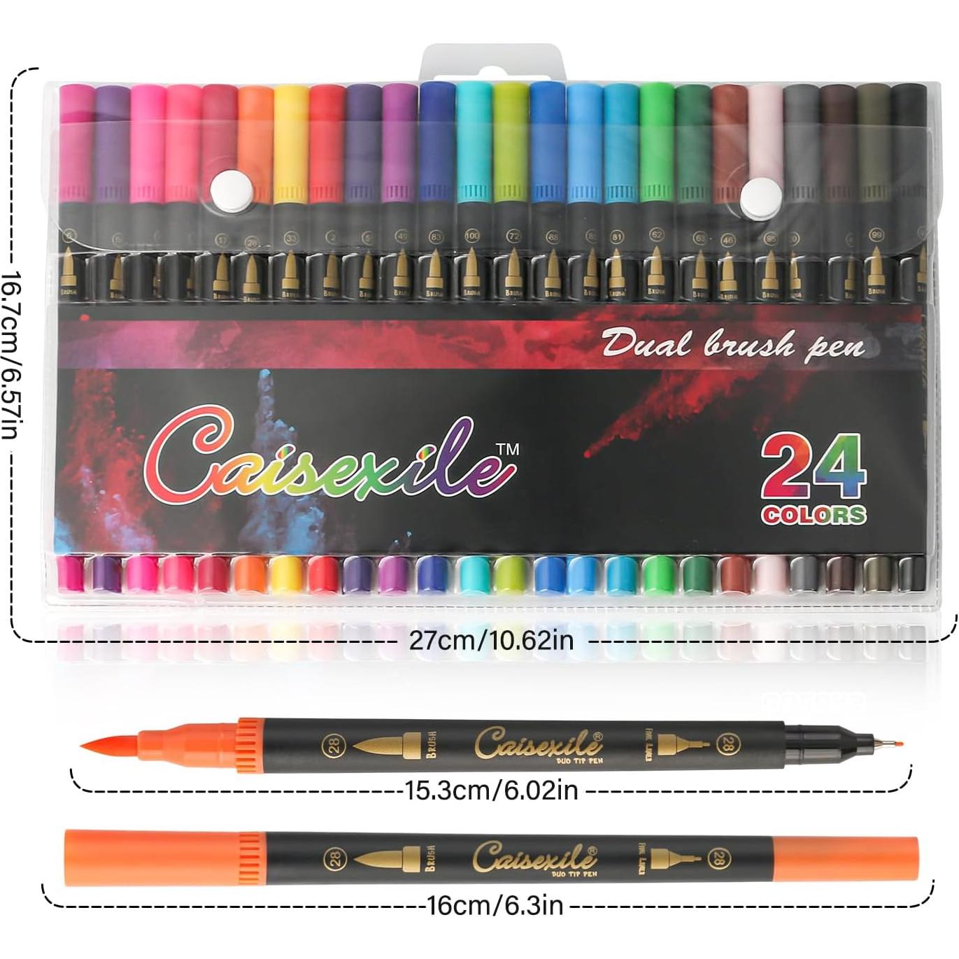 Marcadores de Doble Punta CAISEXILE 24 Colores Pincel y Fino