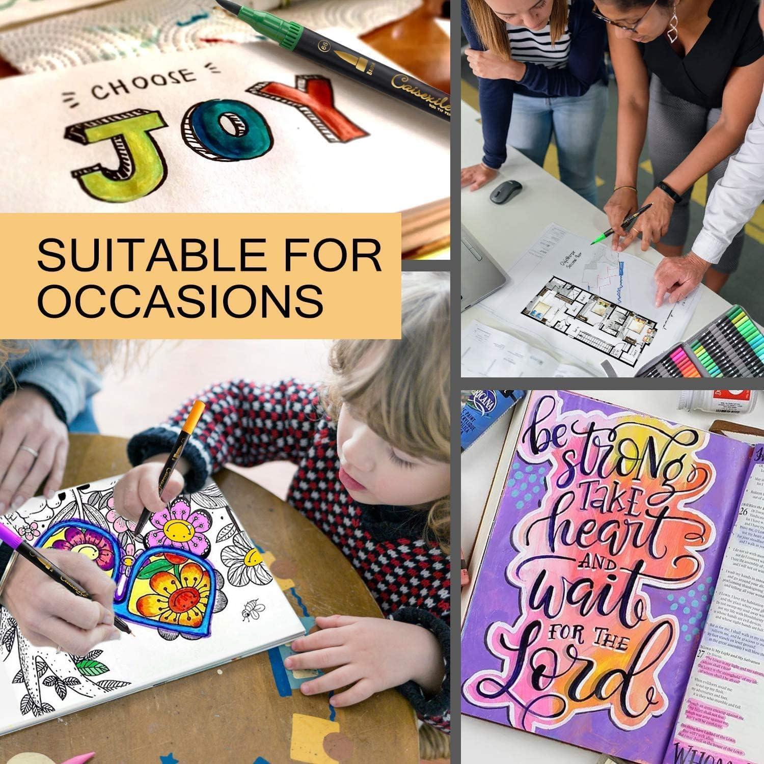 Marcadores de Doble Punta CAISEXILE 24 Colores Pincel y Fino