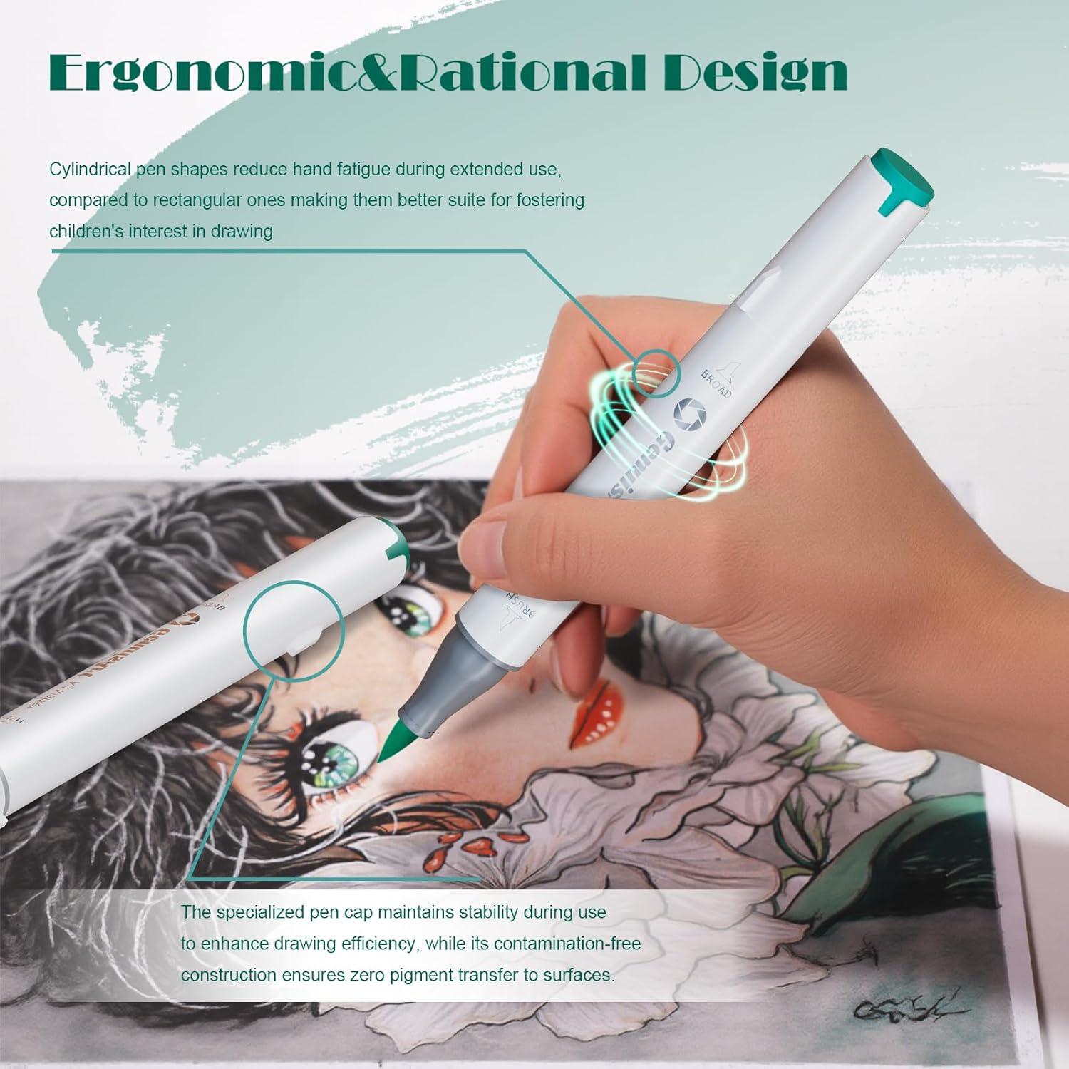 49 Marcadores de Alcohol GenuisArt Doble Punta y Alfombrilla