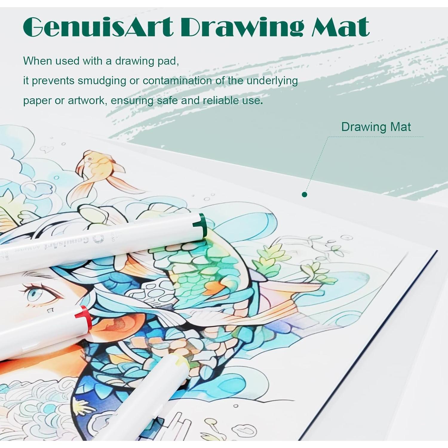 49 Marcadores de Alcohol GenuisArt Doble Punta y Alfombrilla