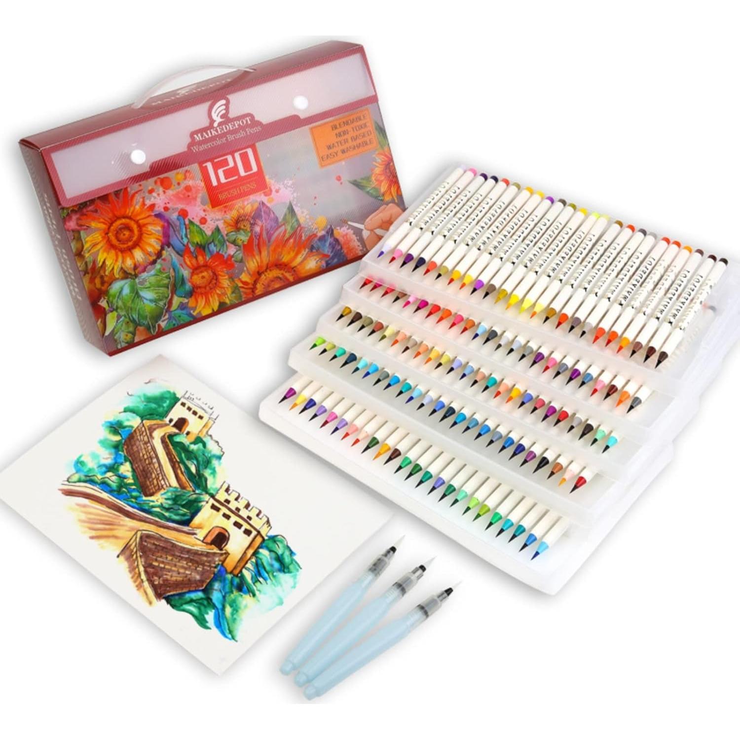 Set de Bolígrafos de Pincel Acuarela 120 Colores MAIKEDEPOT