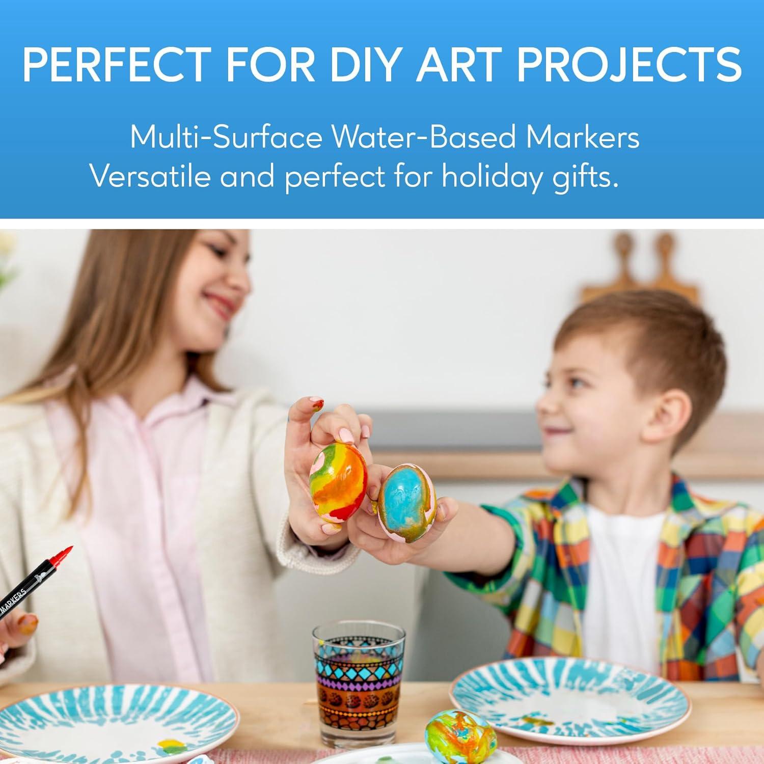 30 Marcadores de Pintura Acrílica Recheel, Punta Doble Fina y Brocha