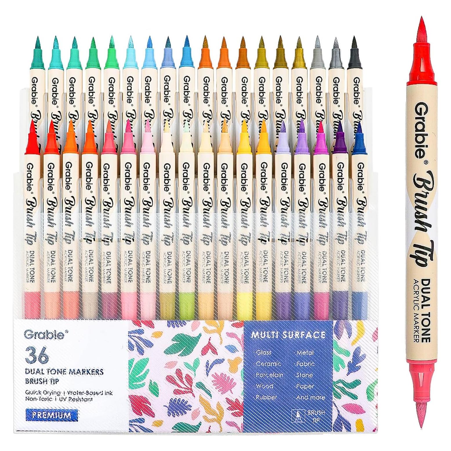 Set de Marcadores Acrílicos Grabie 36 Colores Doble Punta